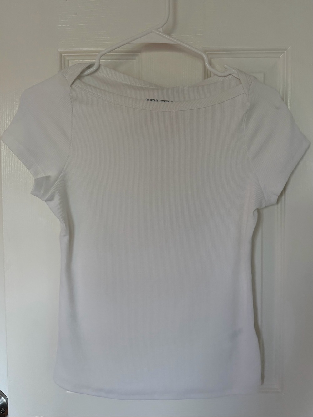 White Boat Neck T Shirt